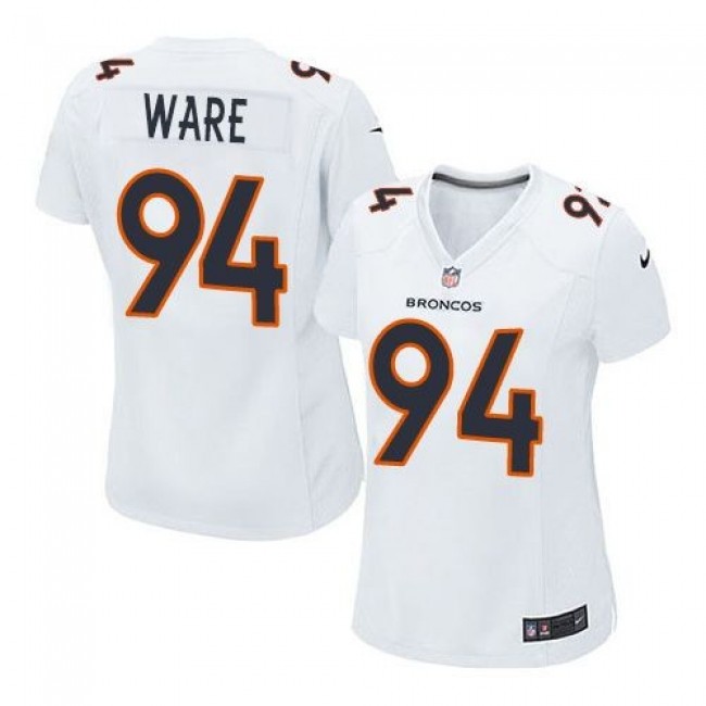 Women's Broncos #94 DeMarcus Ware White Stitched NFL Game Event Jersey