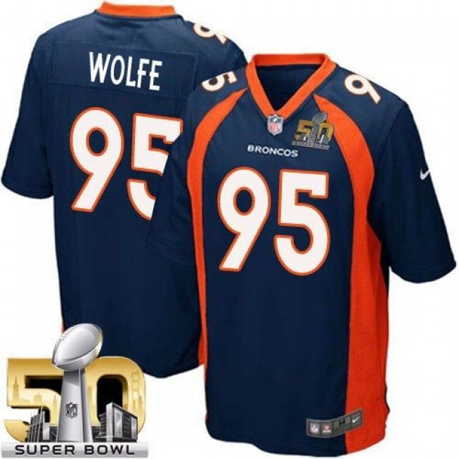 Denver Broncos #95 Derek Wolfe Blue Alternate Super Bowl 50 Youth Stitched NFL New Elite Jersey