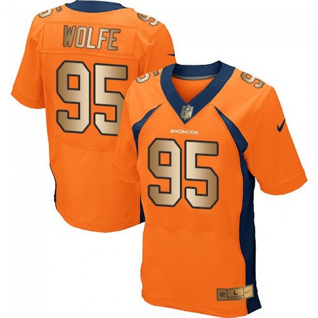 Nike Broncos #95 Derek Wolfe Orange Team Color Men's Stitched NFL New Elite Gold Jersey
