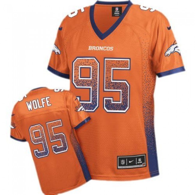 Women's Broncos #95 Derek Wolfe Orange Team Color Stitched NFL Elite Drift Jersey