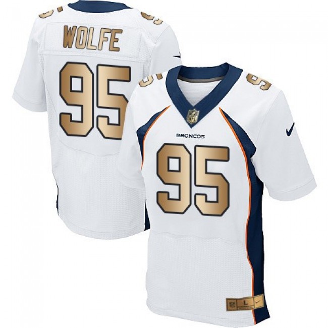 Nike Broncos #95 Derek Wolfe White Men's Stitched NFL New Elite Gold Jersey