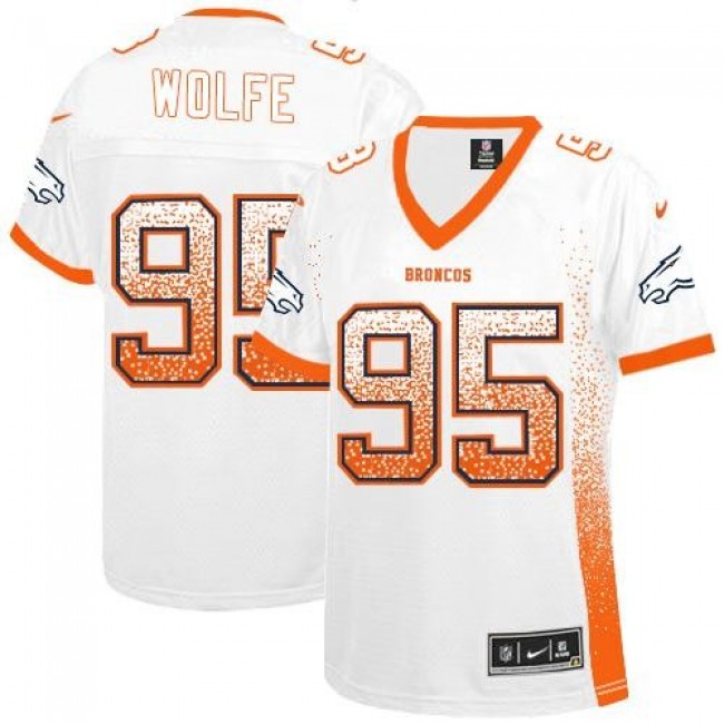 Women's Broncos #95 Derek Wolfe White Stitched NFL Elite Drift Jersey
