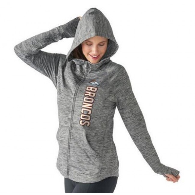 Women's NFL Denver Broncos G-III 4Her by Carl Banks Recovery Full-Zip Hoodie Heathered Gray Jersey