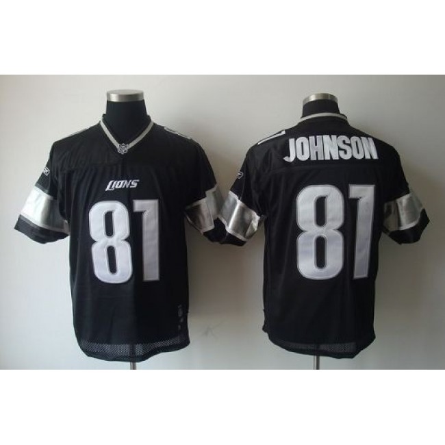 Lions #81 Calvin Johnson Black Shadow Stitched NFL Jersey