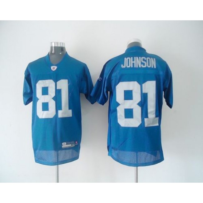 Lions #81 Calvin Johnson Blue Stitched Throwback NFL Jersey