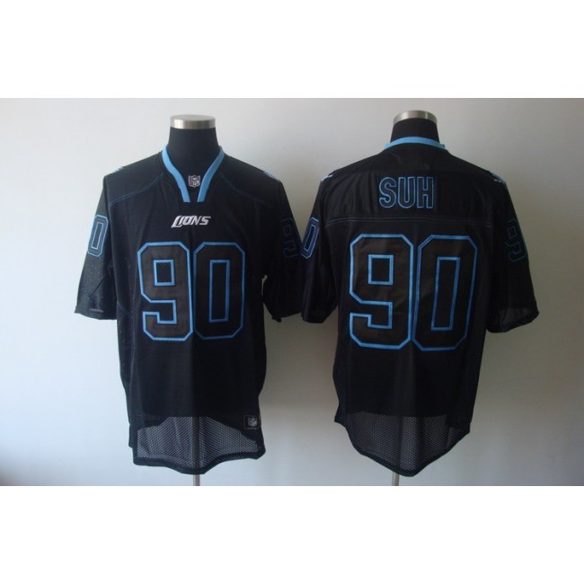 Lions #90 Ndamukong Suh Lights Out Black Stitched NFL Jersey