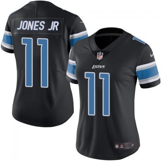 Women's Lions #11 Marvin Jones Jr Black Stitched NFL Limited Rush Jersey
