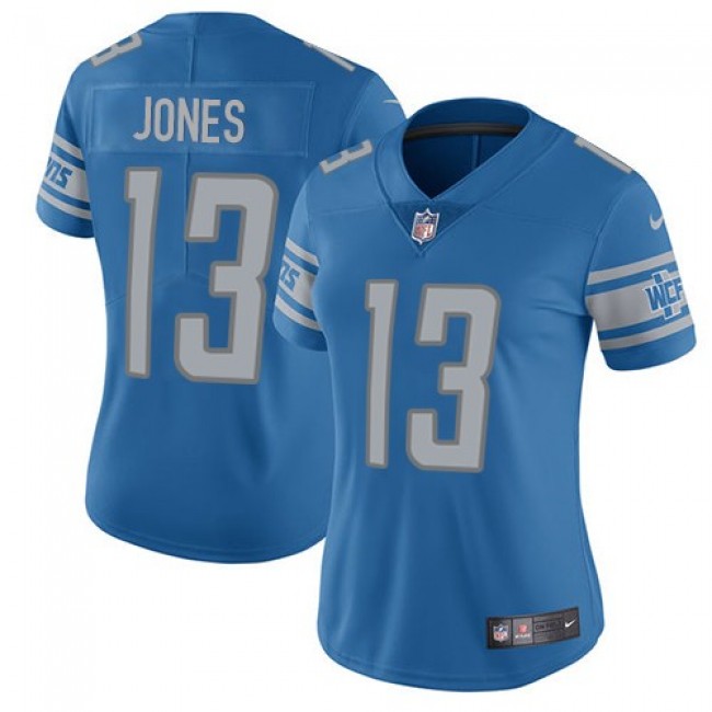 Women's Lions #13 T.J. Jones Light Blue Team Color Stitched NFL Vapor Untouchable Limited Jersey