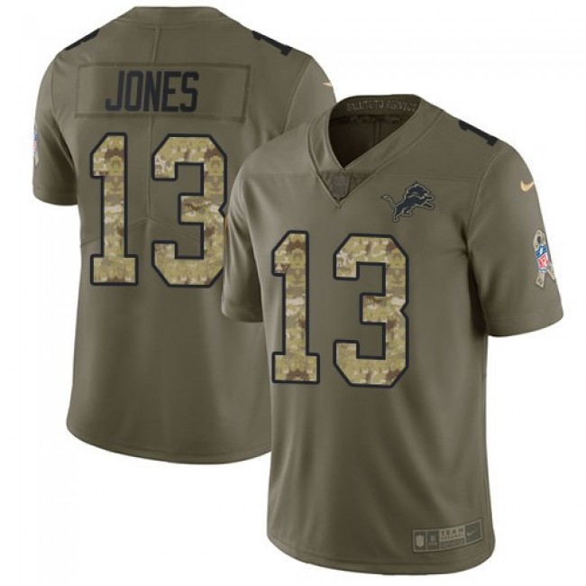 Detroit Lions #13 T.J. Jones Olive-Camo Youth Stitched NFL Limited 2017 Salute to Service Jersey