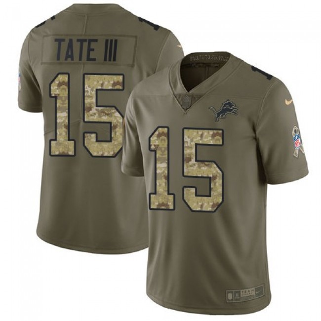 Detroit Lions #15 Golden Tate III Olive-Camo Youth Stitched NFL Limited 2017 Salute to Service Jersey