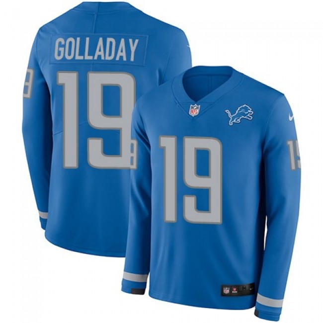 Nike Lions #19 Kenny Golladay Blue Team Color Men's Stitched NFL Limited Therma Long Sleeve Jersey