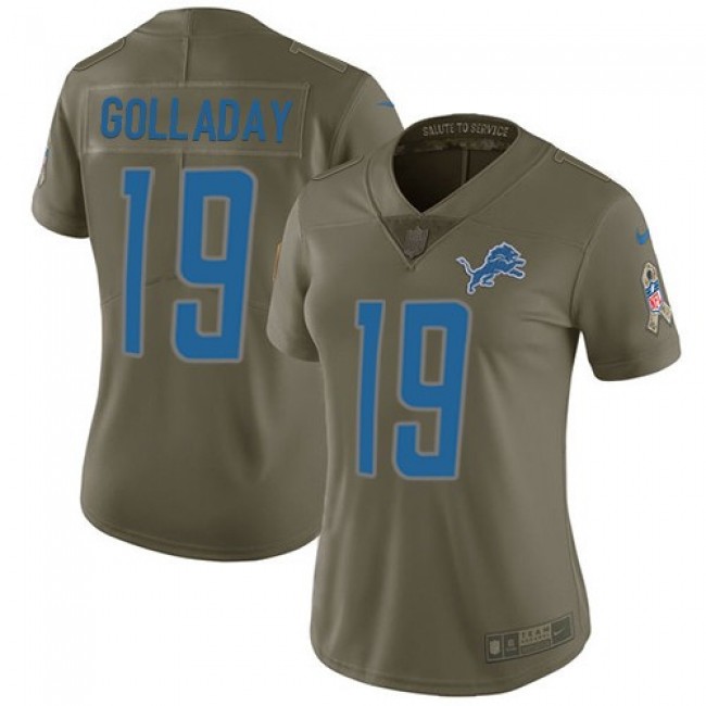 Women's Lions #19 Kenny Golladay Olive Stitched NFL Limited 2017 Salute to Service Jersey