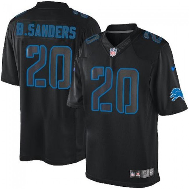 Nike Lions #20 Barry Sanders Black Men's Stitched NFL Impact Limited Jersey