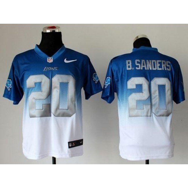 Nike Lions #20 Barry Sanders Blue/White Men's Stitched NFL Elite Fadeaway Fashion Jersey