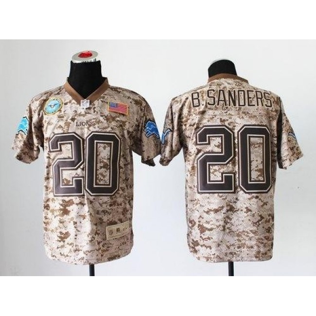 Nike Lions #20 Barry Sanders Camo Men's Stitched NFL New Elite USMC Jersey