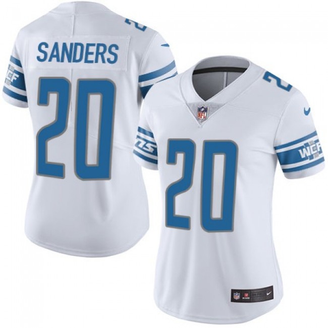Women's Lions #20 Barry Sanders White Stitched NFL Vapor Untouchable Limited Jersey