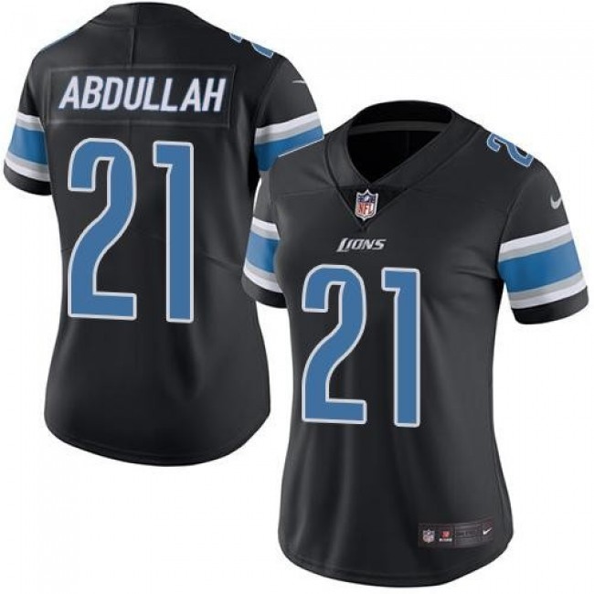 Women's Lions #21 Ameer Abdullah Black Stitched NFL Limited Rush Jersey