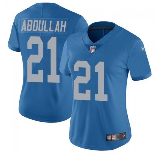 Women's Lions #21 Ameer Abdullah Blue Throwback Stitched NFL Vapor Untouchable Limited Jersey
