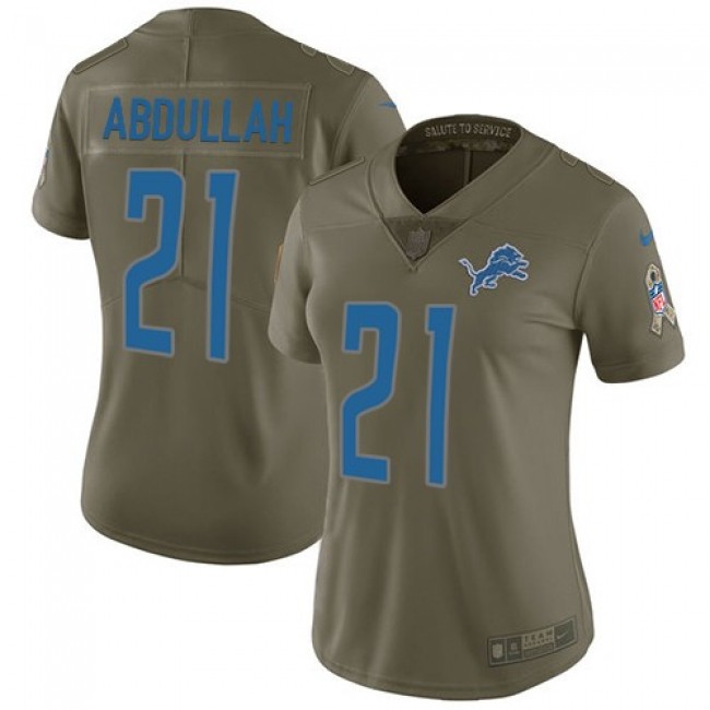 Women's Lions #21 Ameer Abdullah Olive Stitched NFL Limited 2017 Salute to Service Jersey