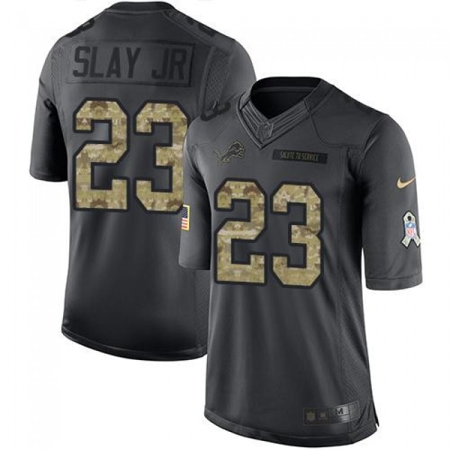 Nike Lions #23 Darius Slay Jr Black Men's Stitched NFL Limited 2016 Salute To Service Jersey
