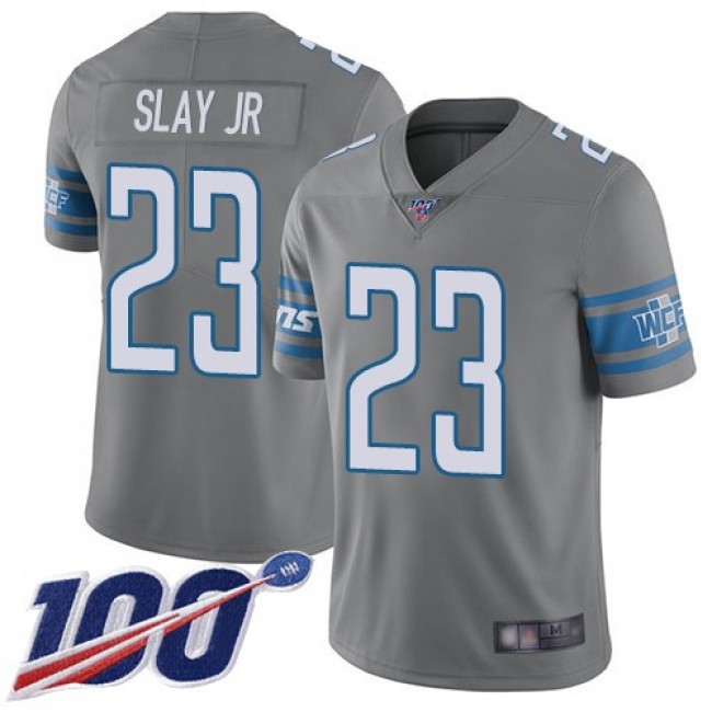 Nike Lions #23 Darius Slay Jr Gray Men's Stitched NFL Limited Rush 100th Season Jersey