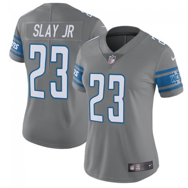 Women's Lions #23 Darius Slay Jr Gray Stitched NFL Limited Rush Jersey