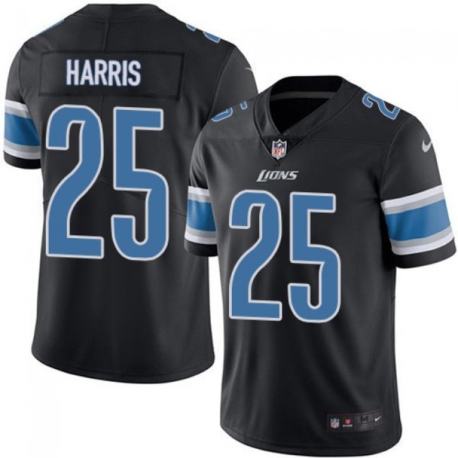 Nike Lions #25 Will Harris Black Men's Stitched NFL Limited Rush Jersey