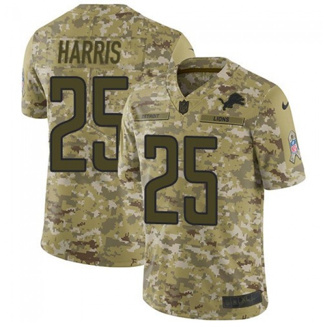 Nike Lions #25 Will Harris Camo Men's Stitched NFL Limited 2018 Salute To Service Jersey