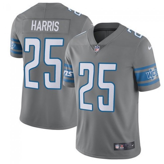 Nike Lions #25 Will Harris Gray Men's Stitched NFL Limited Rush Jersey