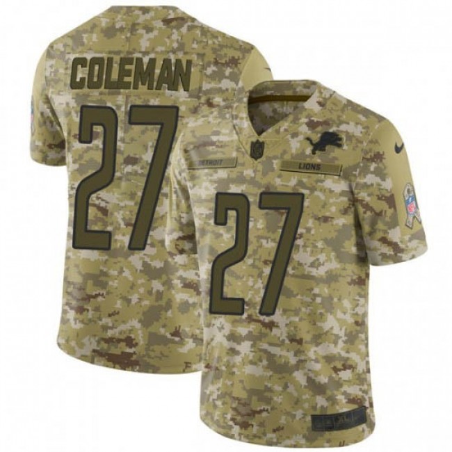 Nike Lions #27 Justin Coleman Camo Men's Stitched NFL Limited 2018 Salute To Service Jersey
