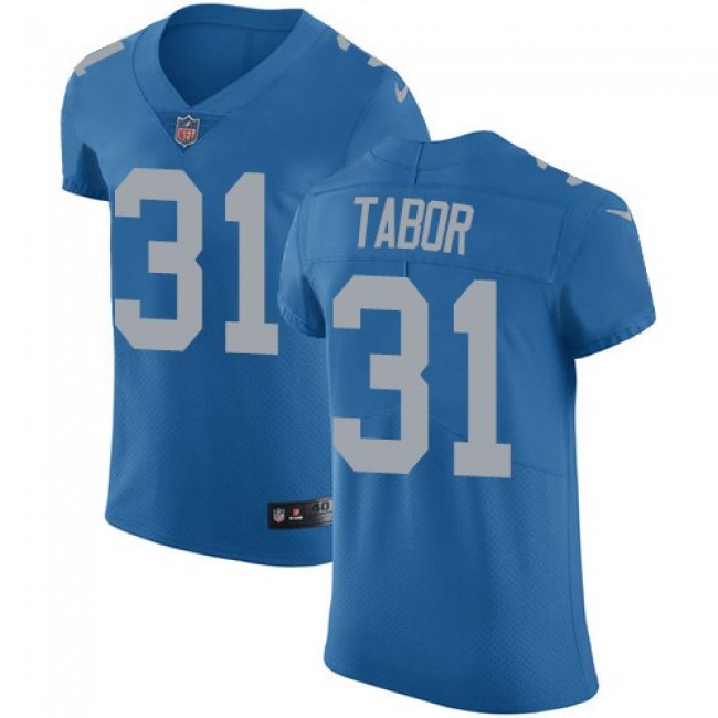 Nike Lions #31 Teez Tabor Blue Throwback Men's Stitched NFL Vapor Untouchable Elite Jersey
