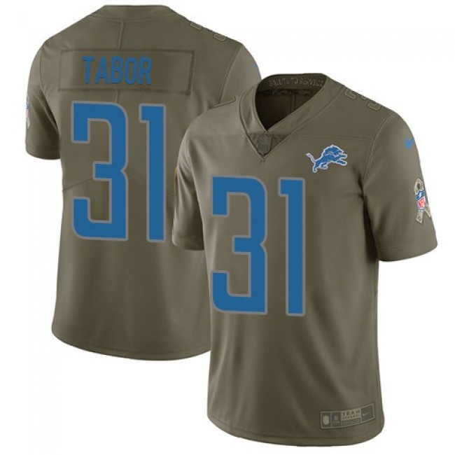 Nike Lions #31 Teez Tabor Olive Men's Stitched NFL Limited 2017 Salute to Service Jersey