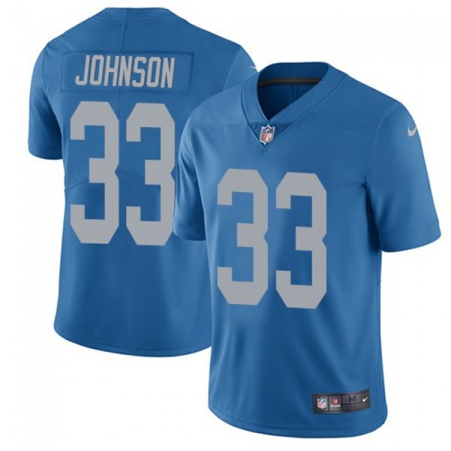 Nike Lions #33 Kerryon Johnson Blue Throwback Men's Stitched NFL Vapor Untouchable Limited Jersey
