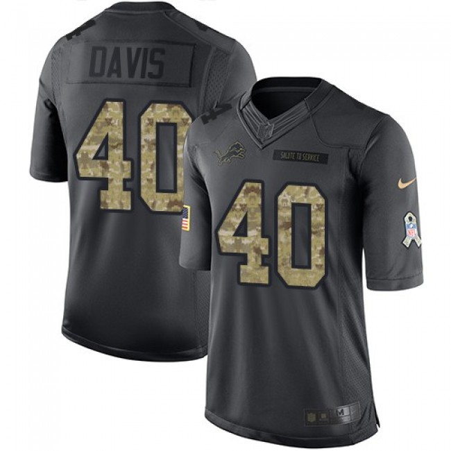 Detroit Lions #40 Jarrad Davis Black Youth Stitched NFL Limited 2016 Salute to Service Jersey
