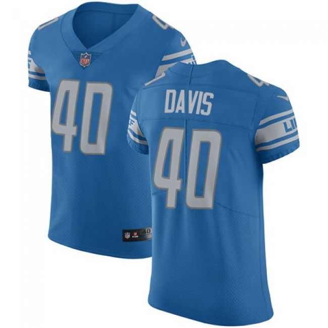 Nike Lions #40 Jarrad Davis Blue Team Color Men's Stitched NFL Vapor Untouchable Elite Jersey