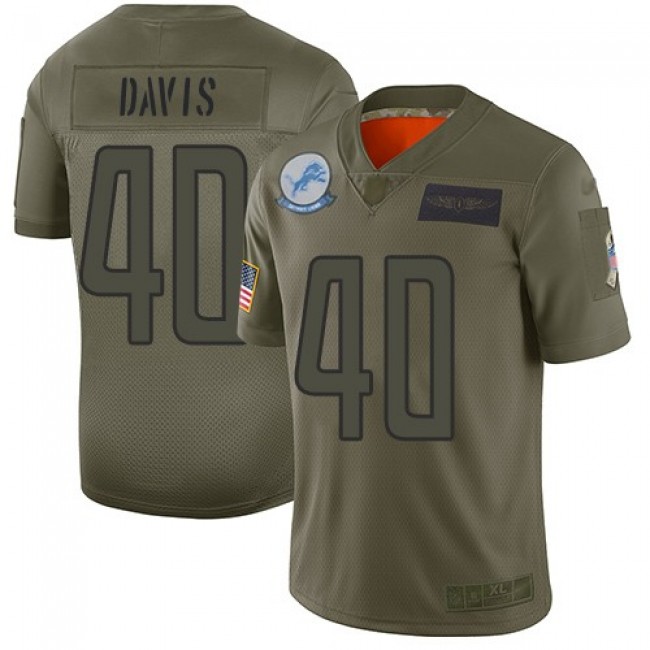 Nike Lions #40 Jarrad Davis Camo Men's Stitched NFL Limited 2019 Salute To Service Jersey