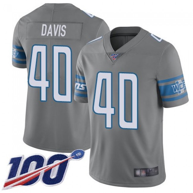 Nike Lions #40 Jarrad Davis Gray Men's Stitched NFL Limited Rush 100th Season Jersey
