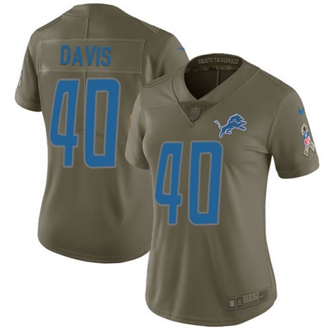 Women's Lions #40 Jarrad Davis Olive Stitched NFL Limited 2017 Salute to Service Jersey