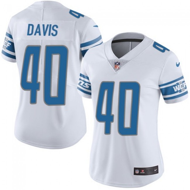 Women's Lions #40 Jarrad Davis White Stitched NFL Vapor Untouchable Limited Jersey