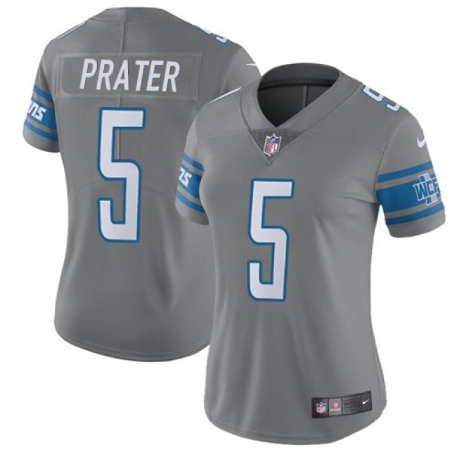 Women's Lions #5 Matt Prater Gray Stitched NFL Limited Rush Jersey