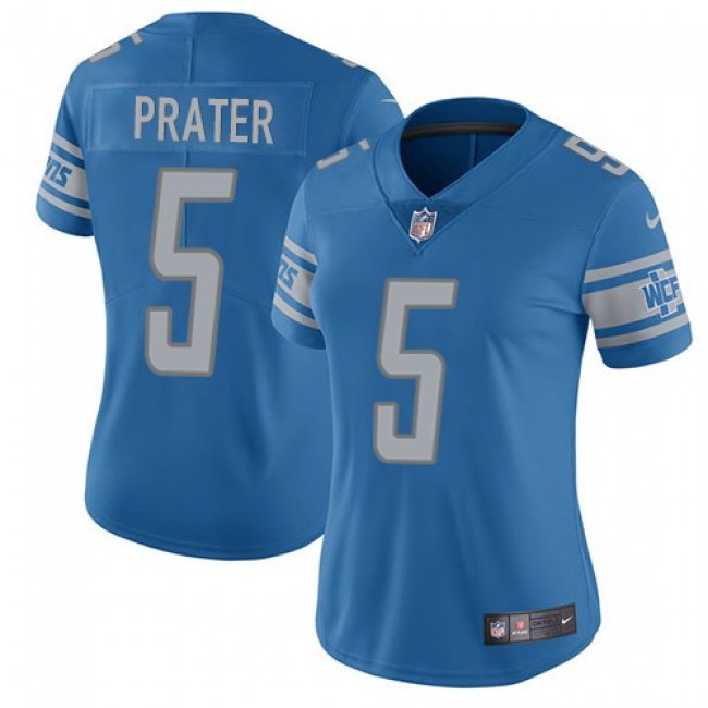Women's Lions #5 Matt Prater Light Blue Team Color Stitched NFL Vapor Untouchable Limited Jersey