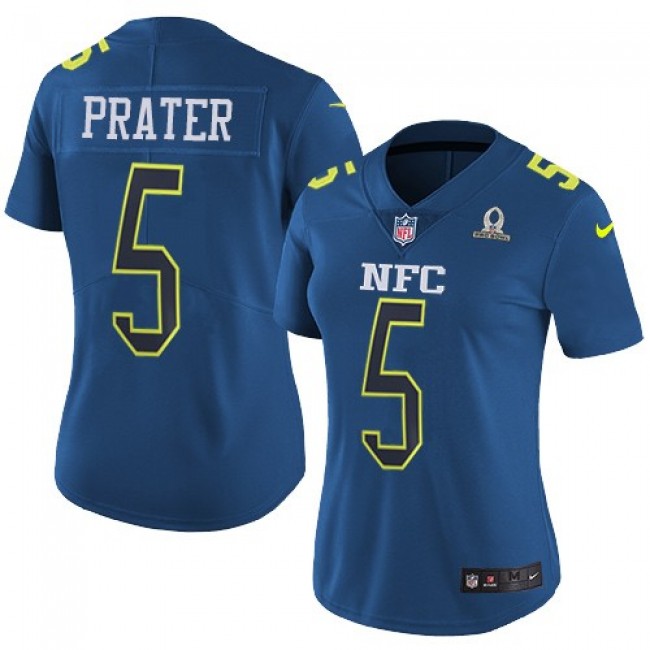 Women's Lions #5 Matt Prater Navy Stitched NFL Limited NFC 2017 Pro Bowl Jersey
