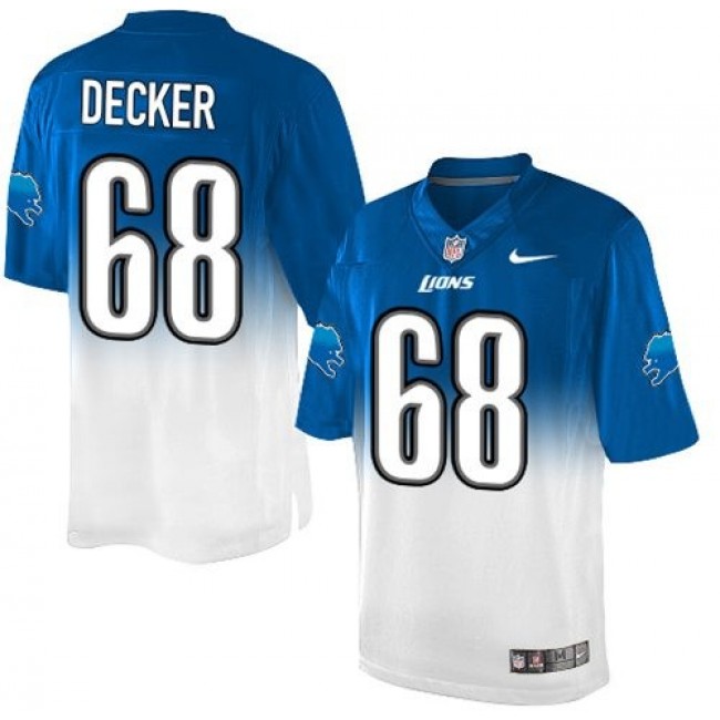Nike Lions #68 Taylor Decker Blue/White Men's Stitched NFL Elite Fadeaway Fashion Jersey