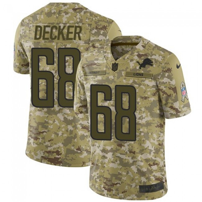 Nike Lions #68 Taylor Decker Camo Men's Stitched NFL Limited 2018 Salute To Service Jersey