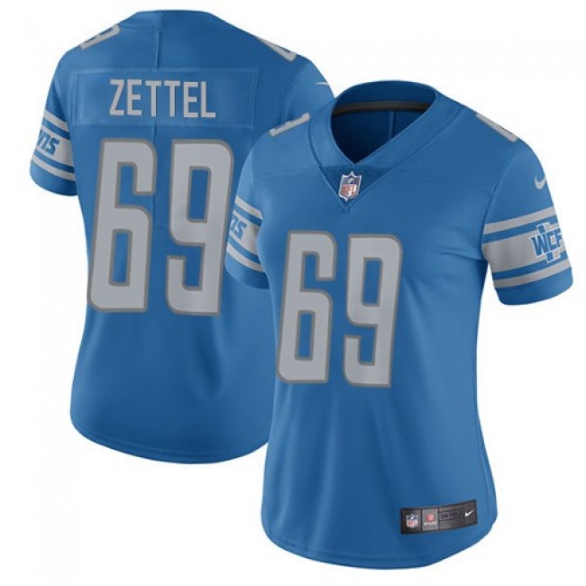 Women's Lions #69 Anthony Zettel Light Blue Team Color Stitched NFL Vapor Untouchable Limited Jersey