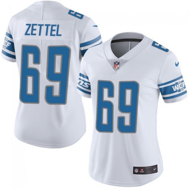 Women's Lions #69 Anthony Zettel White Stitched NFL Vapor Untouchable Limited Jersey