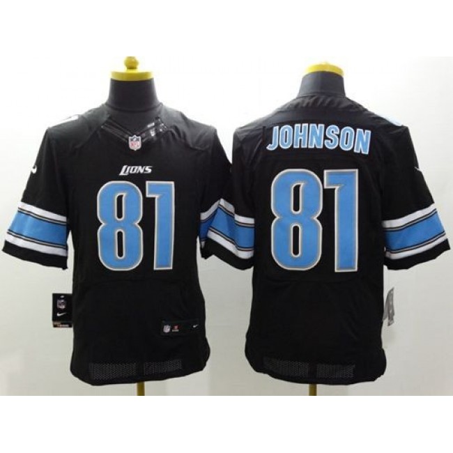 Nike Lions #81 Calvin Johnson Black Alternate Men's Stitched NFL Elite Jersey