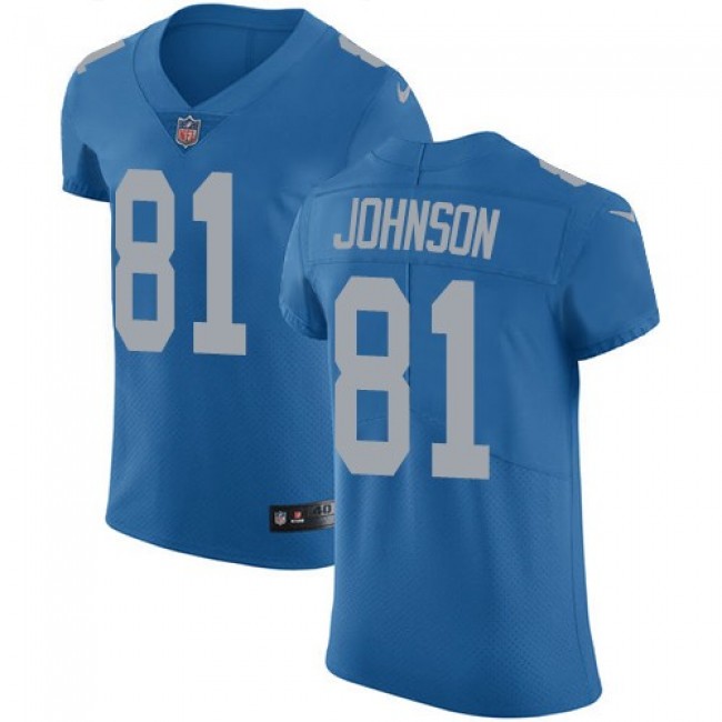 Nike Lions #81 Calvin Johnson Blue Alternate Men's Stitched NFL Vapor Untouchable Elite Jersey