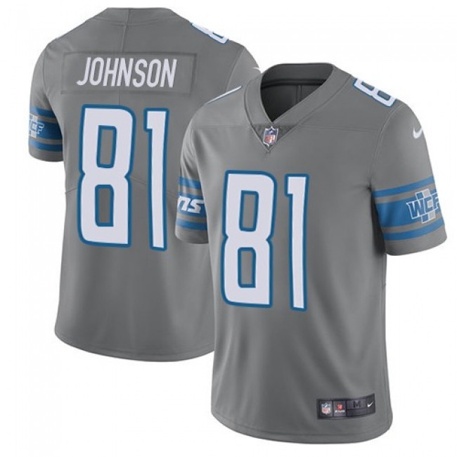Detroit Lions #81 Calvin Johnson Gray Youth Stitched NFL Limited Rush Jersey