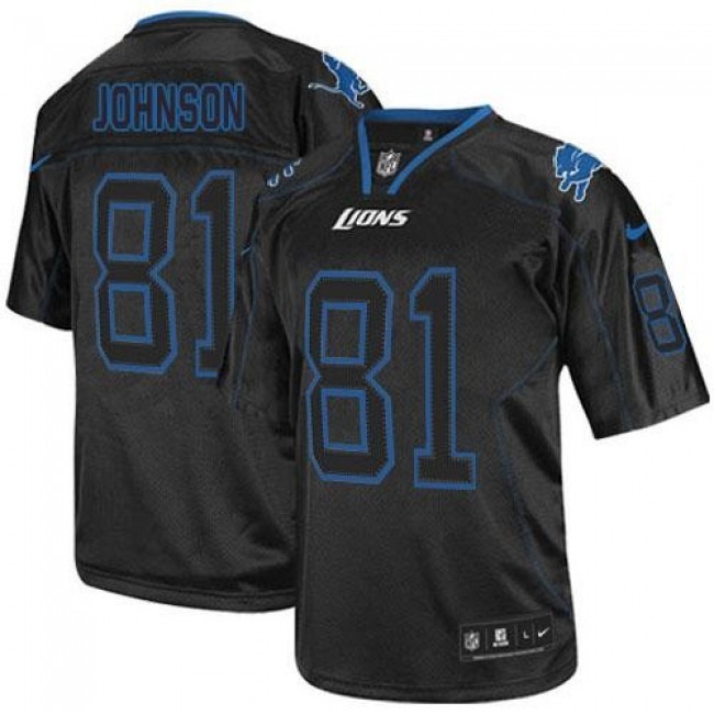 Nike Lions #81 Calvin Johnson Lights Out Black Men's Stitched NFL Elite Jersey